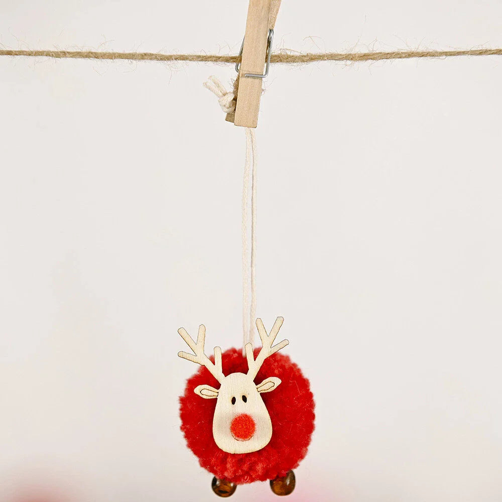 Pom Decoration Pendant for Christmas Tree Adorable Reindeer