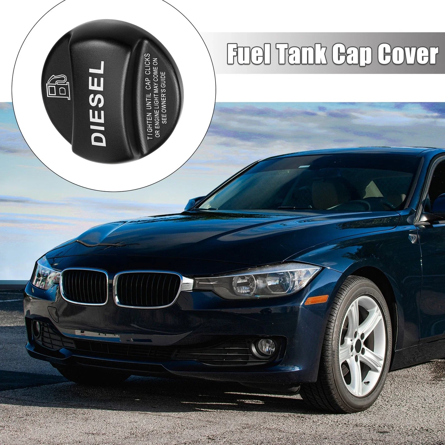Diesel Fuel Tank Cap Cover for BMW 1/2/3/4/5/7 Series Black