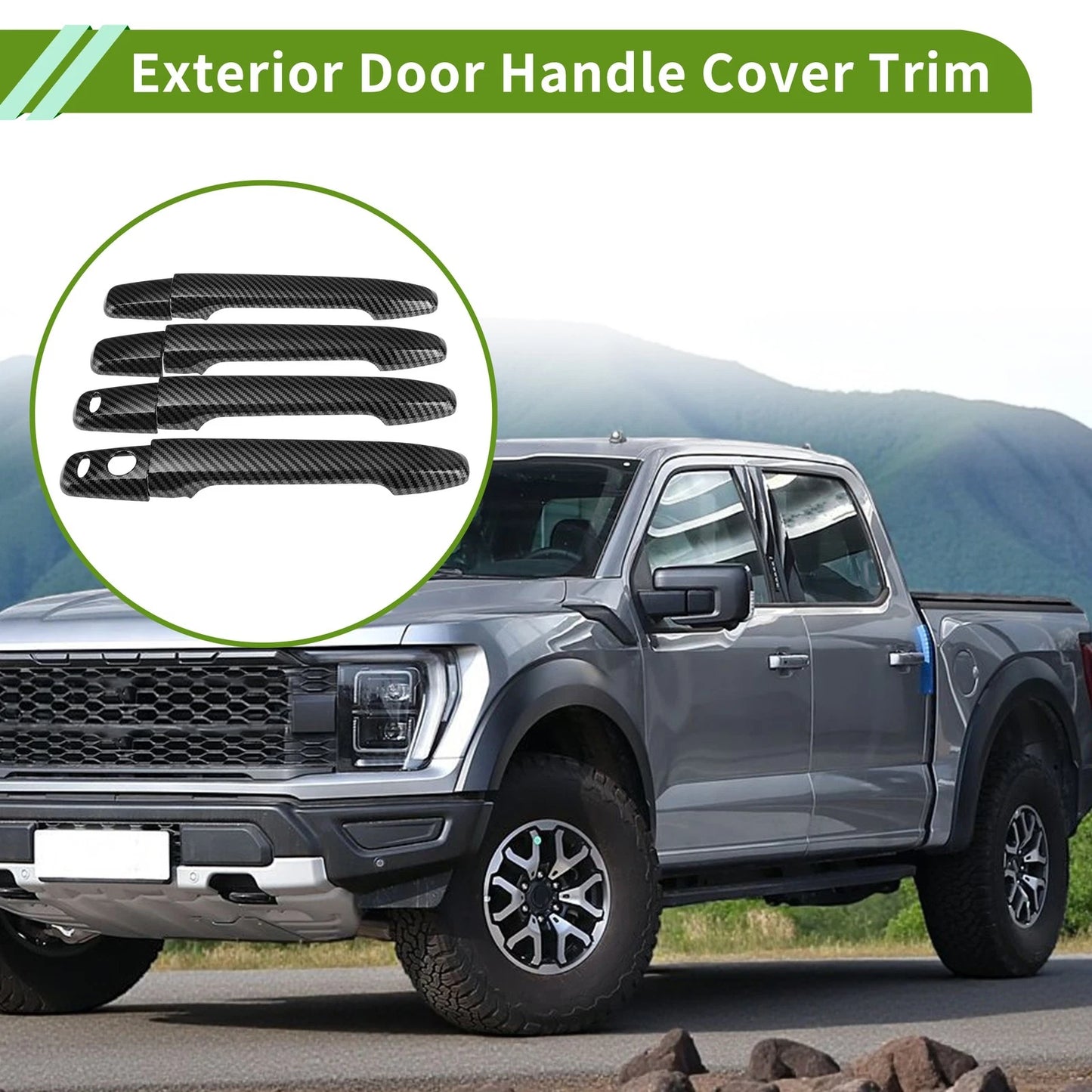 Exterior Door Handle Cover Trim for Ford F150 (2021–2024) Glossy Black