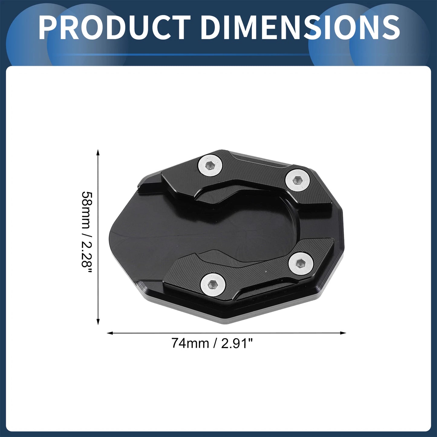 Side Stand Plate Pad for Motorcycle (1 Set) - Aluminum Alloy Black