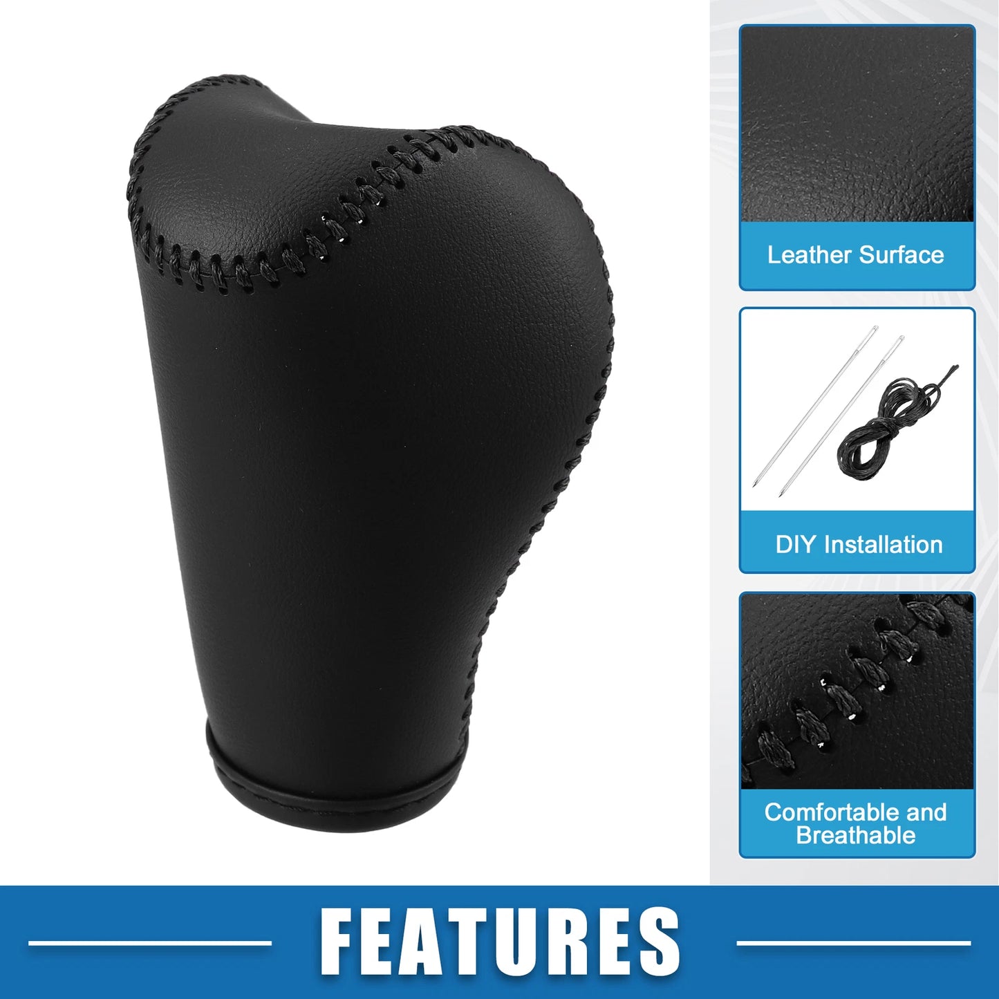 Gear Shifting Knob Cover for Jeep Cherokee (2014) PU Leather Black