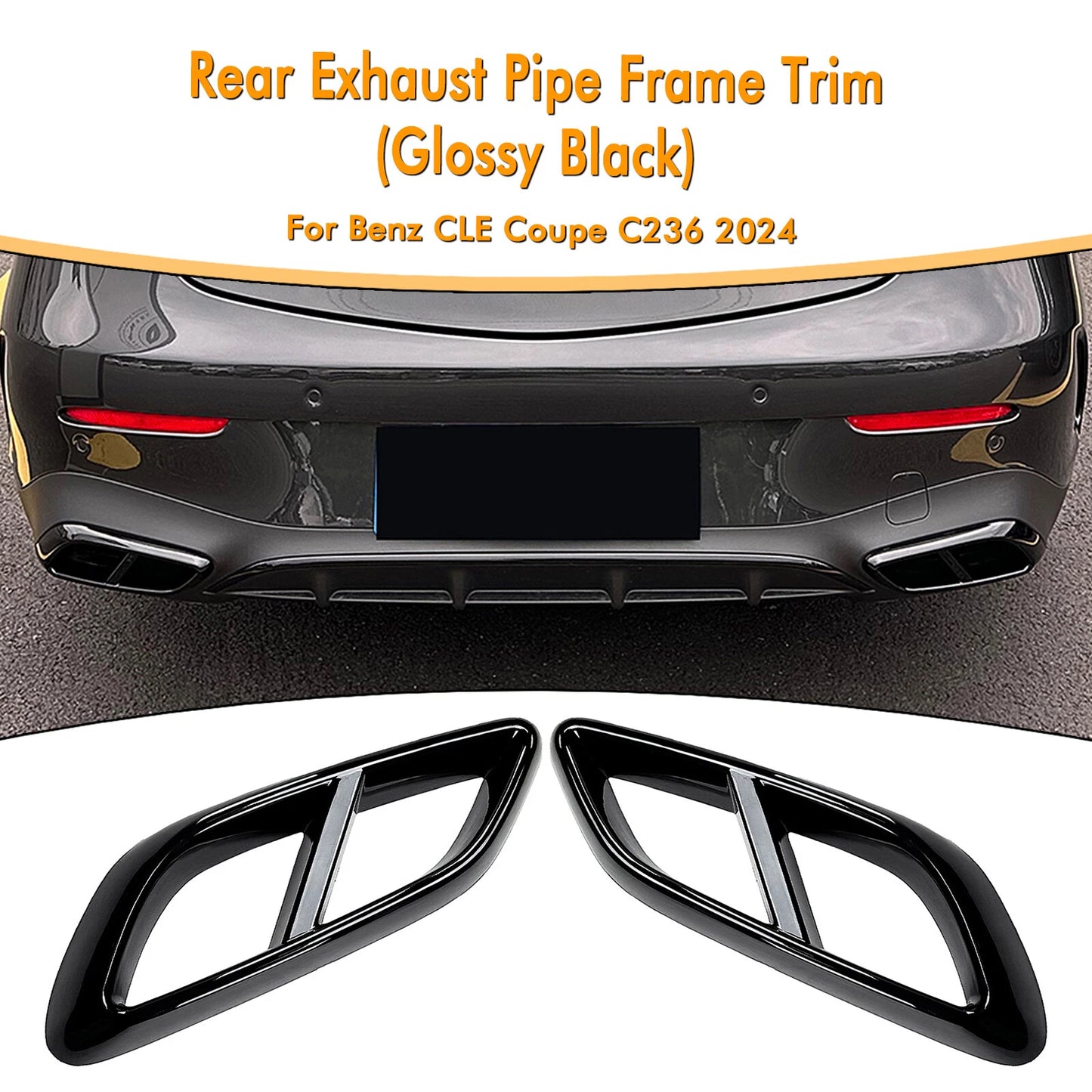 1 Pair Black Rear Bumper Exhaust Pipe Cover for Benz GLE Coupe (2024)