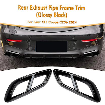 1 Pair Black Rear Bumper Exhaust Pipe Cover for Benz GLE Coupe (2024)