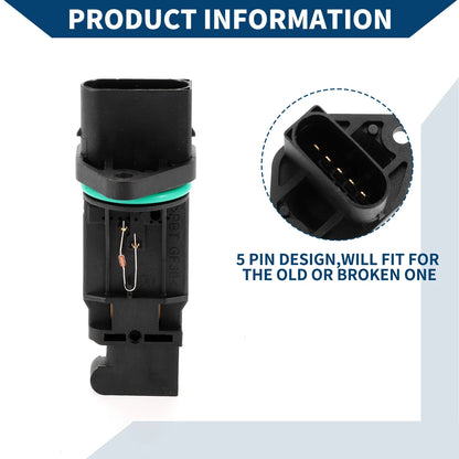 1 Pcs MAF Mass Air Flow Sensor for BMW Black