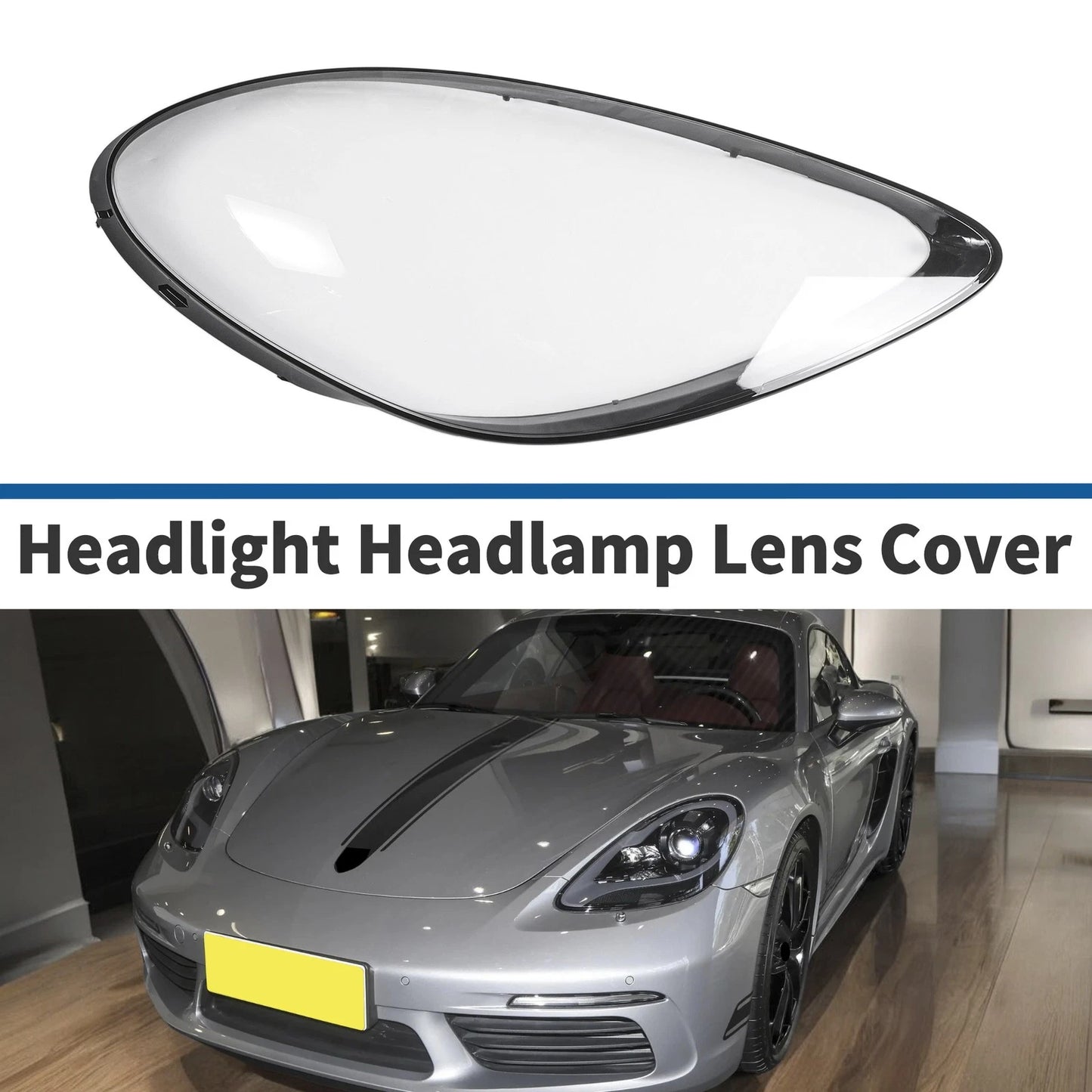1 Pcs Headlight Lens Cover for Porsche 718 (2017–2022) Clear Black