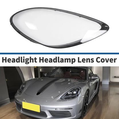 1 Pcs Headlight Lens Cover for Porsche 718 (2017–2022) Clear Black