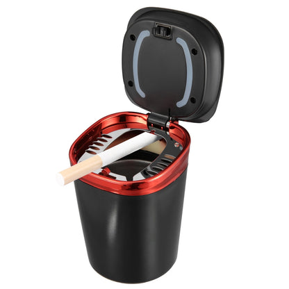 Universal Car Ashtray Trash Can with LED Light - Red Edge