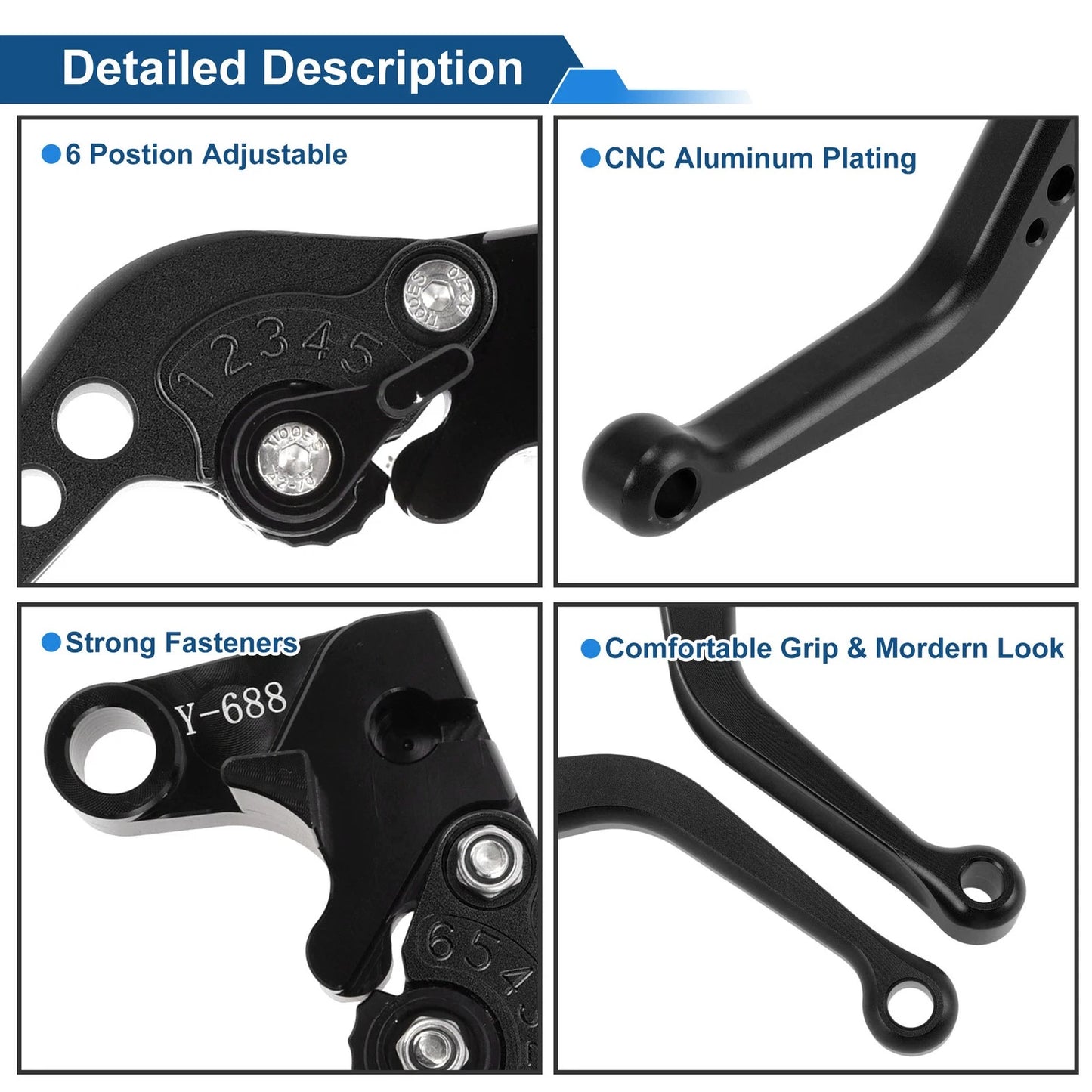 Adjustable Short Brake Clutch Lever Set for Yamaha Tenere 700 (2019–2024) Black