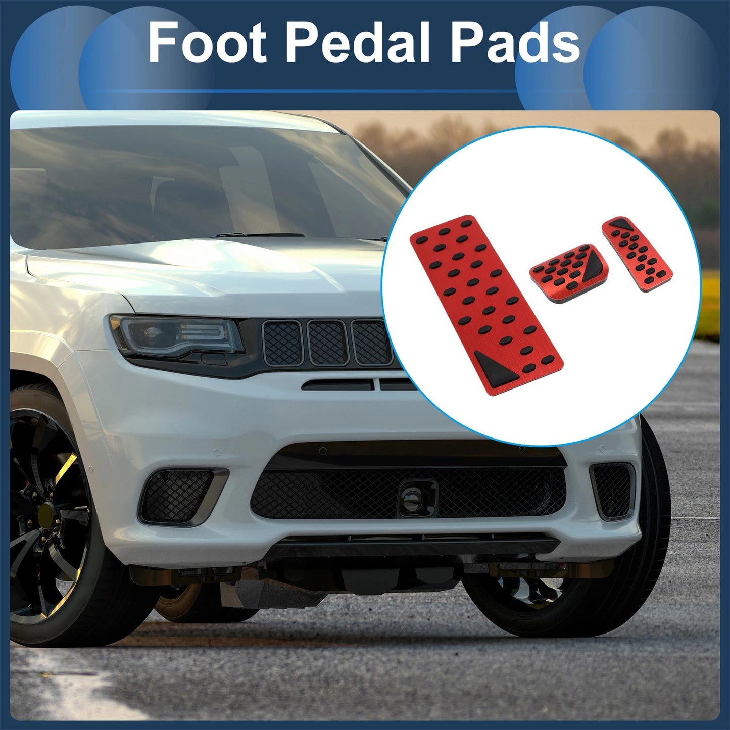 3 Pcs Automatic Foot Accelerator Pedal Covers for Jeep Grand Cherokee (2023) Red