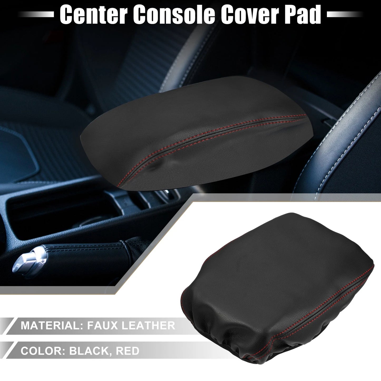 Center Console Cover for Mitsubishi Outlander (2022–2023) Black Red Stitches