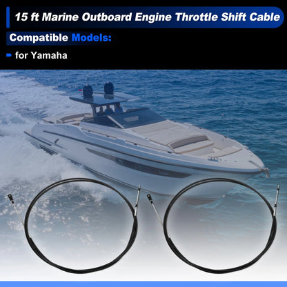 2 pcs Throttle Shift Control Cable for Yamaha Boat (15 ft)