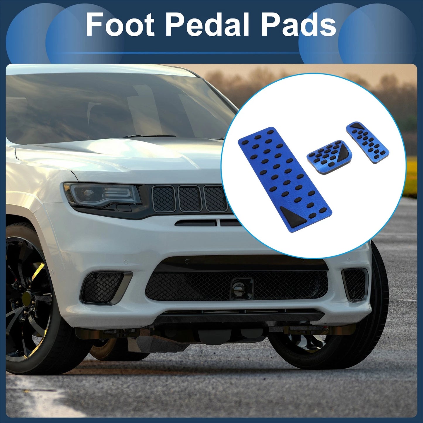 3 Pcs Automatic Foot Accelerator Pedal Covers for Jeep Grand Cherokee (2023) Blue