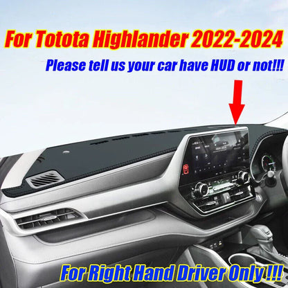 RHD Leather Dashboard Cover Protector Mat for Toyota Highlander (2022–2024)
