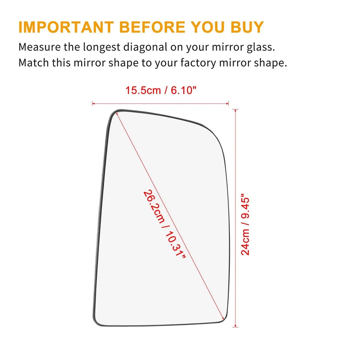 Heated Mirror Glass Right Side for Mercedes-Benz Sprinter (2010-2018)