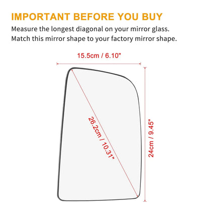 Heated Mirror Glass Right Side for Mercedes-Benz Sprinter (2010-2018)