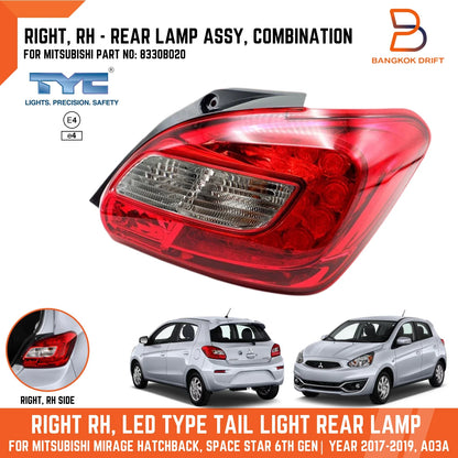 RH LED Tail Lamp for Mitsubishi Mirage Hatchback (2016-2019)