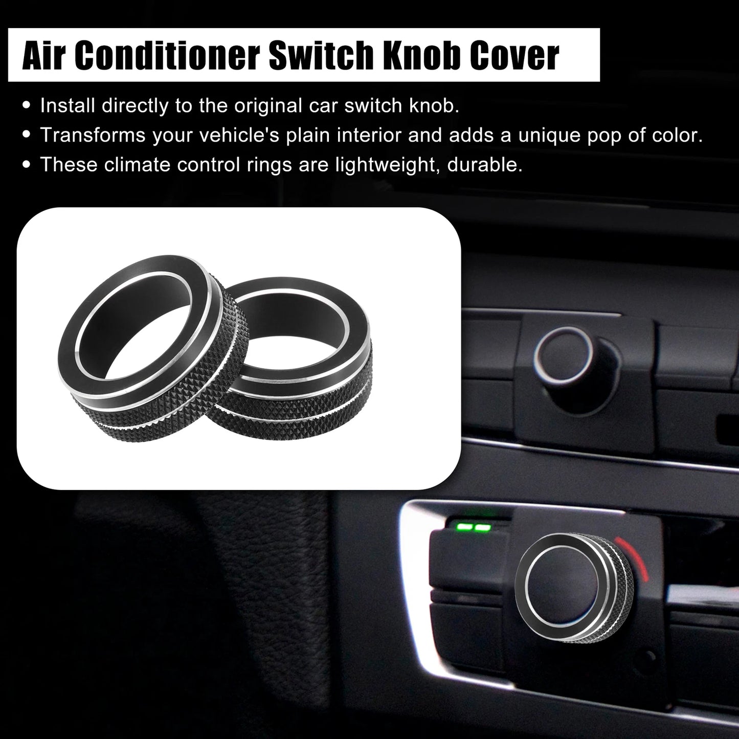 2 Pcs Air Conditioner Switch Knob Cover for Toyota Yaris (2010–2017) Black