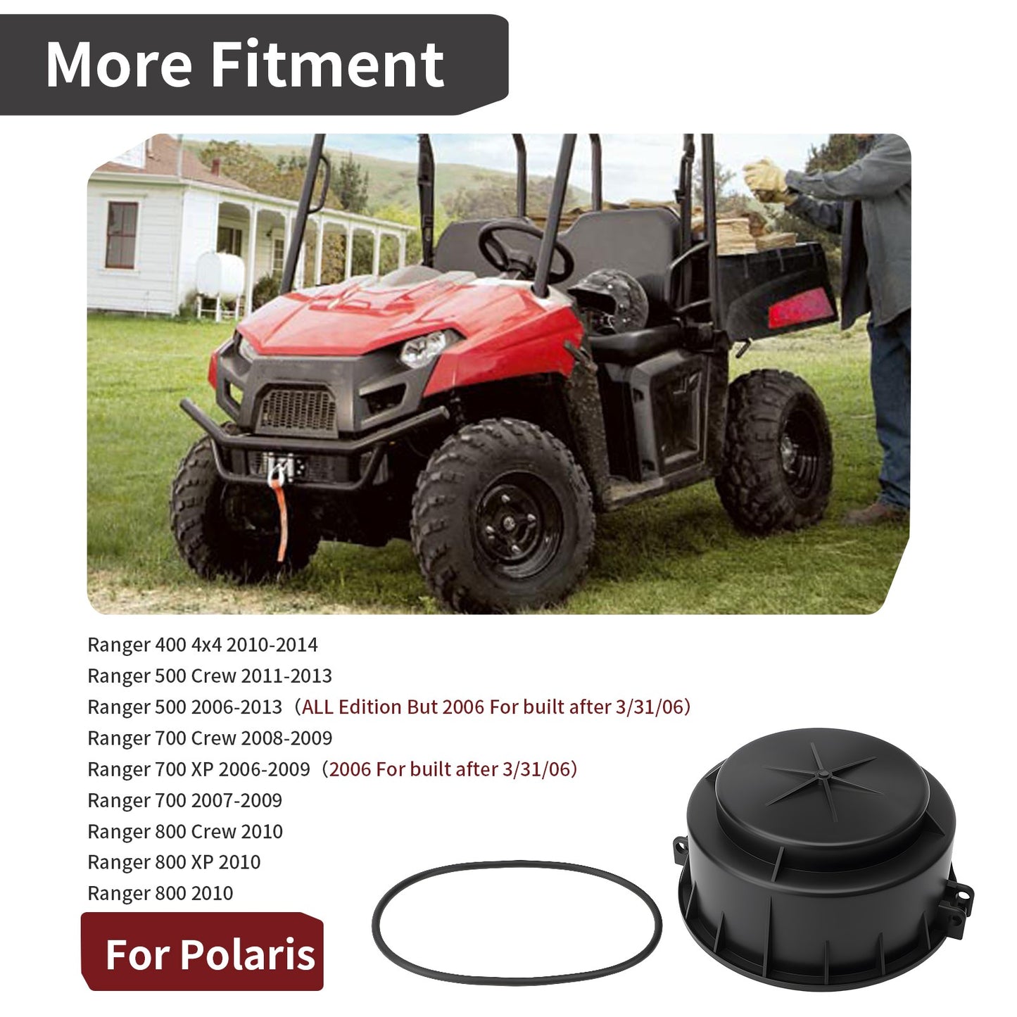Air Box Cover with Seal for Polaris Ranger 400 500 700 800 (2006–2018)