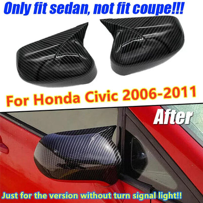 2 x Carbon Fiber Car Door Wing Mirror Cover Cap for Honda Civic (2006–2011)