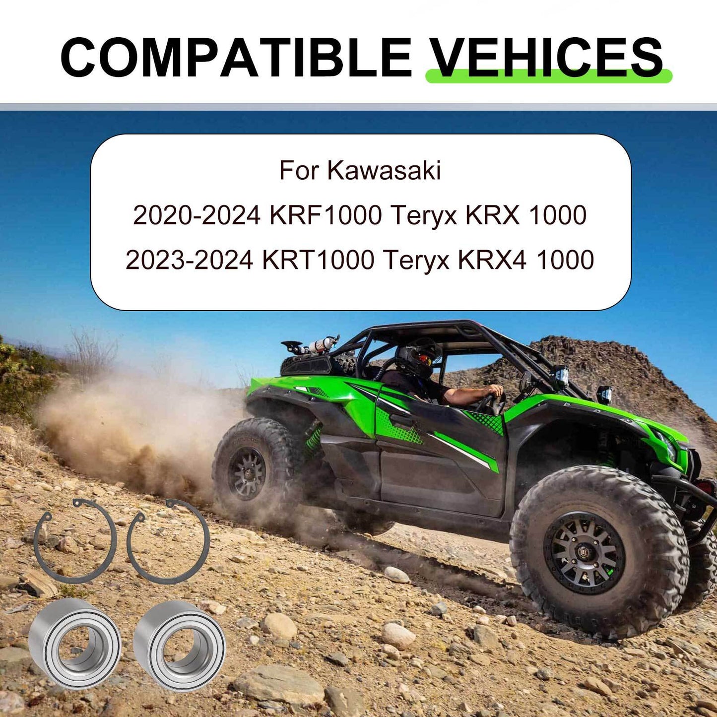 2 Rear Wheel Bearings for Kawasaki Teryx KRX KRX4 1000 (2020–2024)