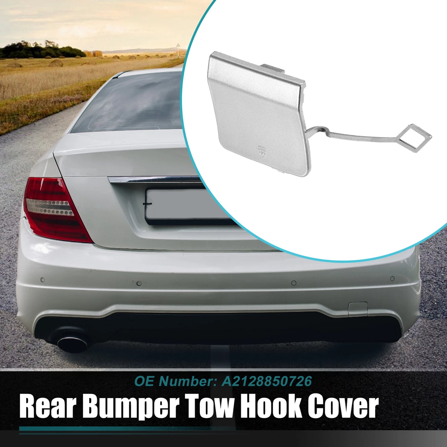 Rear Bumper Tow Hook Cap for Mercedes Benz E-Class (2017–2023) No.A2128850726 Silver Tone