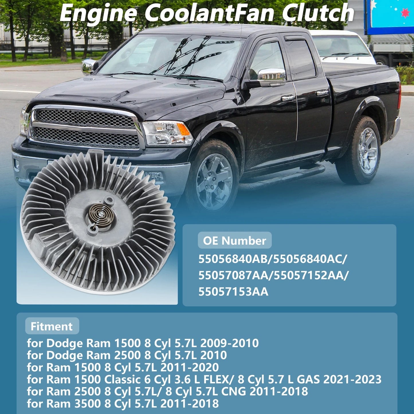 Cooling Fan Clutch for Dodge Ram 1500 2011–2020, Ram 2500 3500 No. 55056840AB