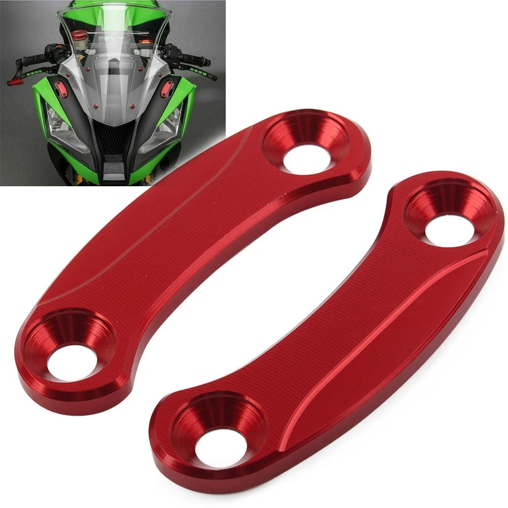 Red Rearview Mirror Block Off Base Plates for Kawasaki Ninja 400 (2018–2021)