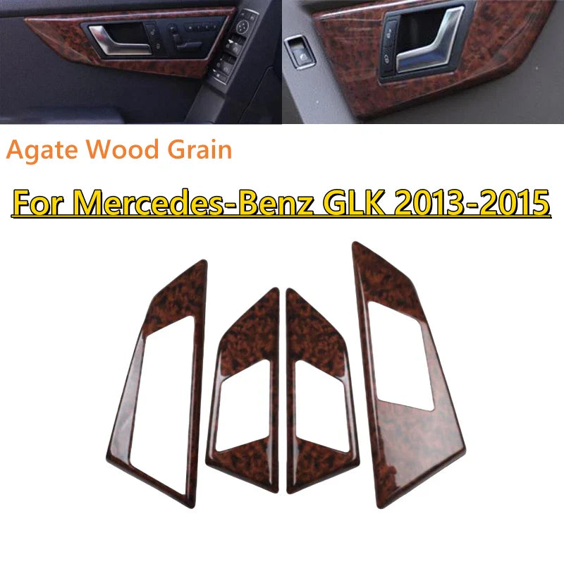 4x Agate Woodgrain Door Handle Cover Trim for Mercedes GLK (2013–2015)