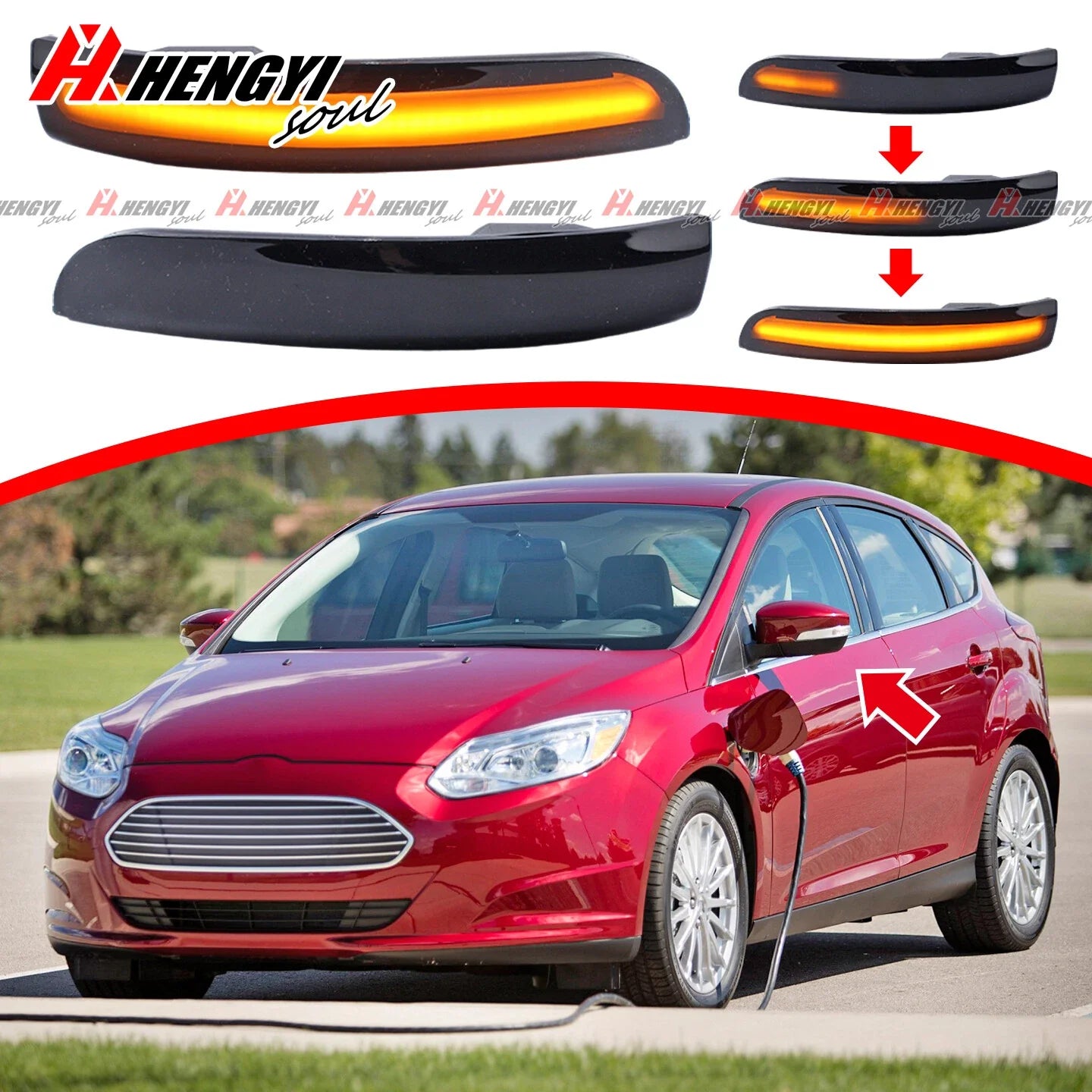 Dynamic Turn Signal Side Mirror Blinker Lamp for Ford Focus EcoSport