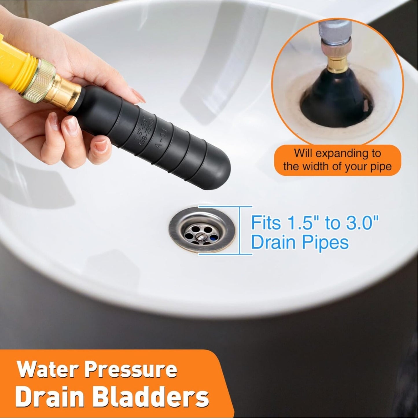 Drain Cleaning Bladder for 1.5"-3" Drain Pipe