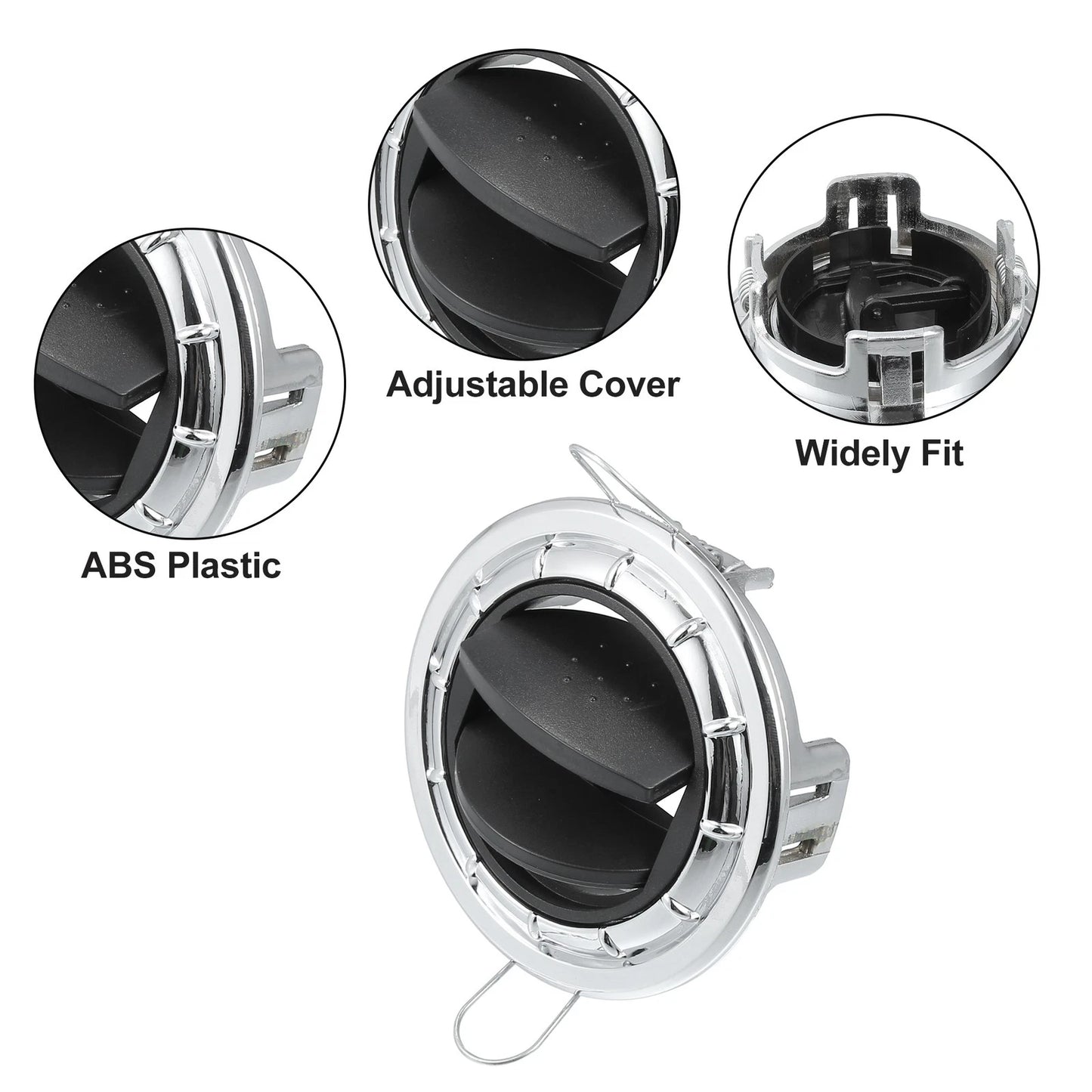 AC Air Condition Vent Outlet for RV Bus Boat Yacht Caravan (Black/Silver Tone)