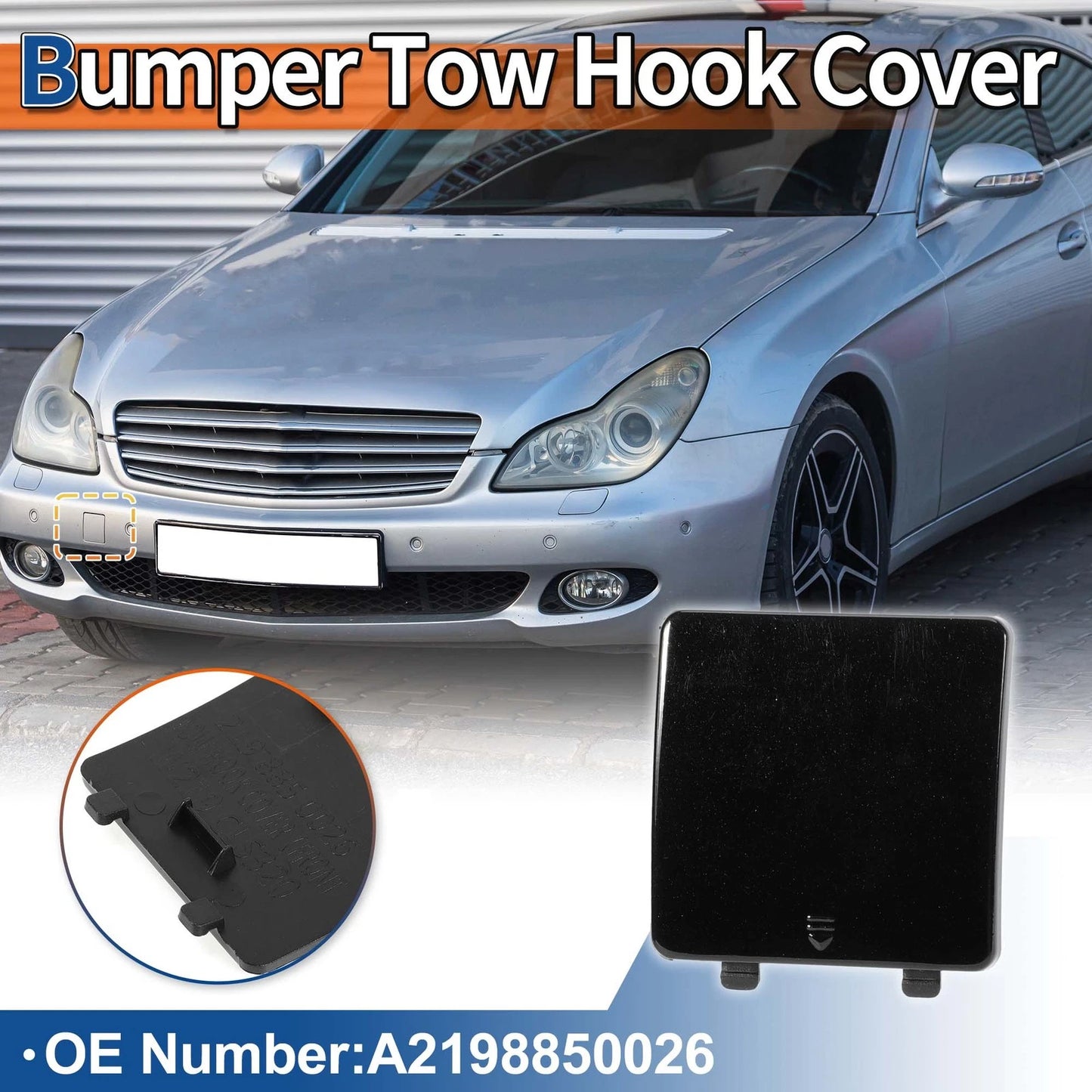 Tow Hook Cover for Mercedes-Benz CLS (2004–2007) No.A2198850026 Black