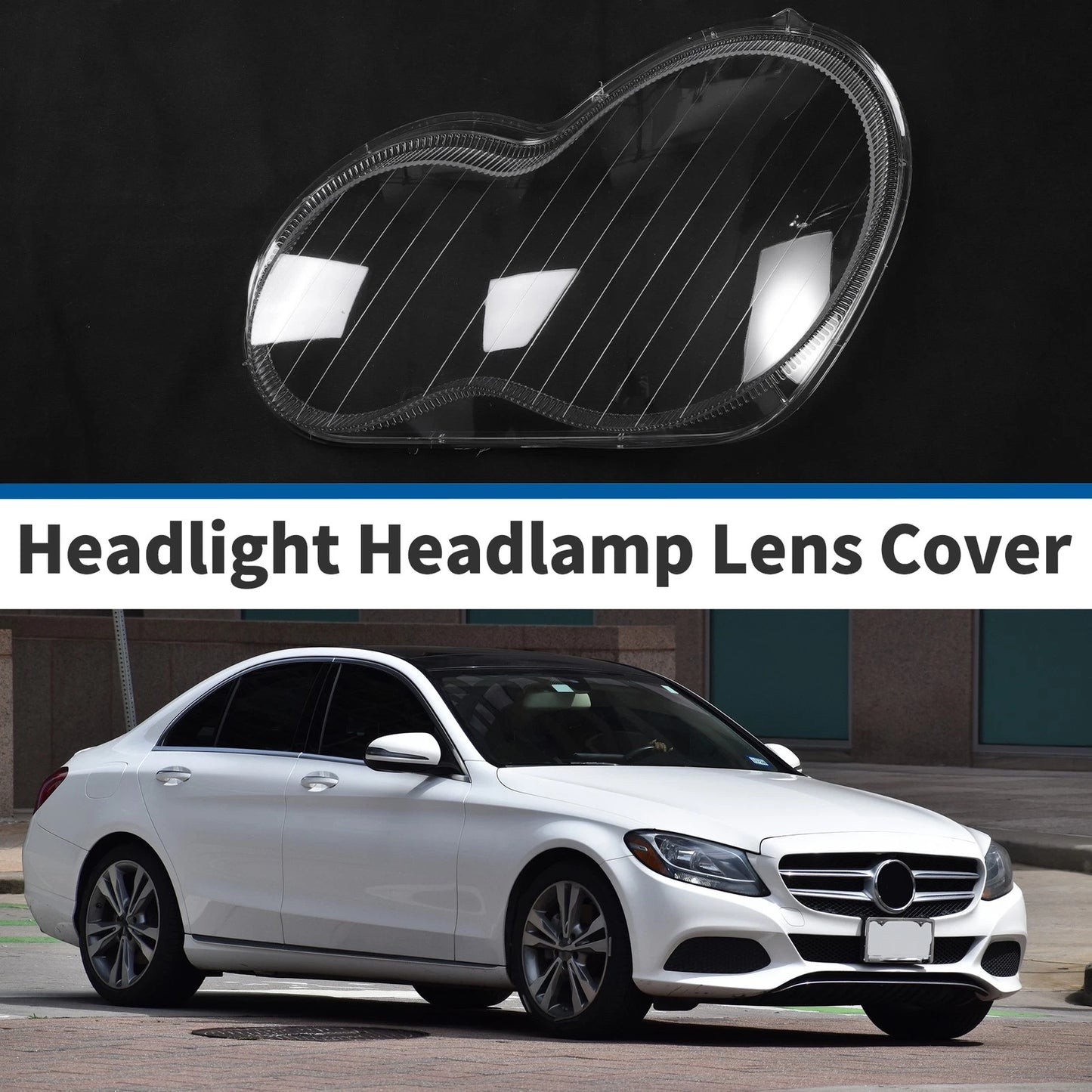 1 Pcs Headlight Lens Cover for Mercedes-Benz C-Class (2001–2017)