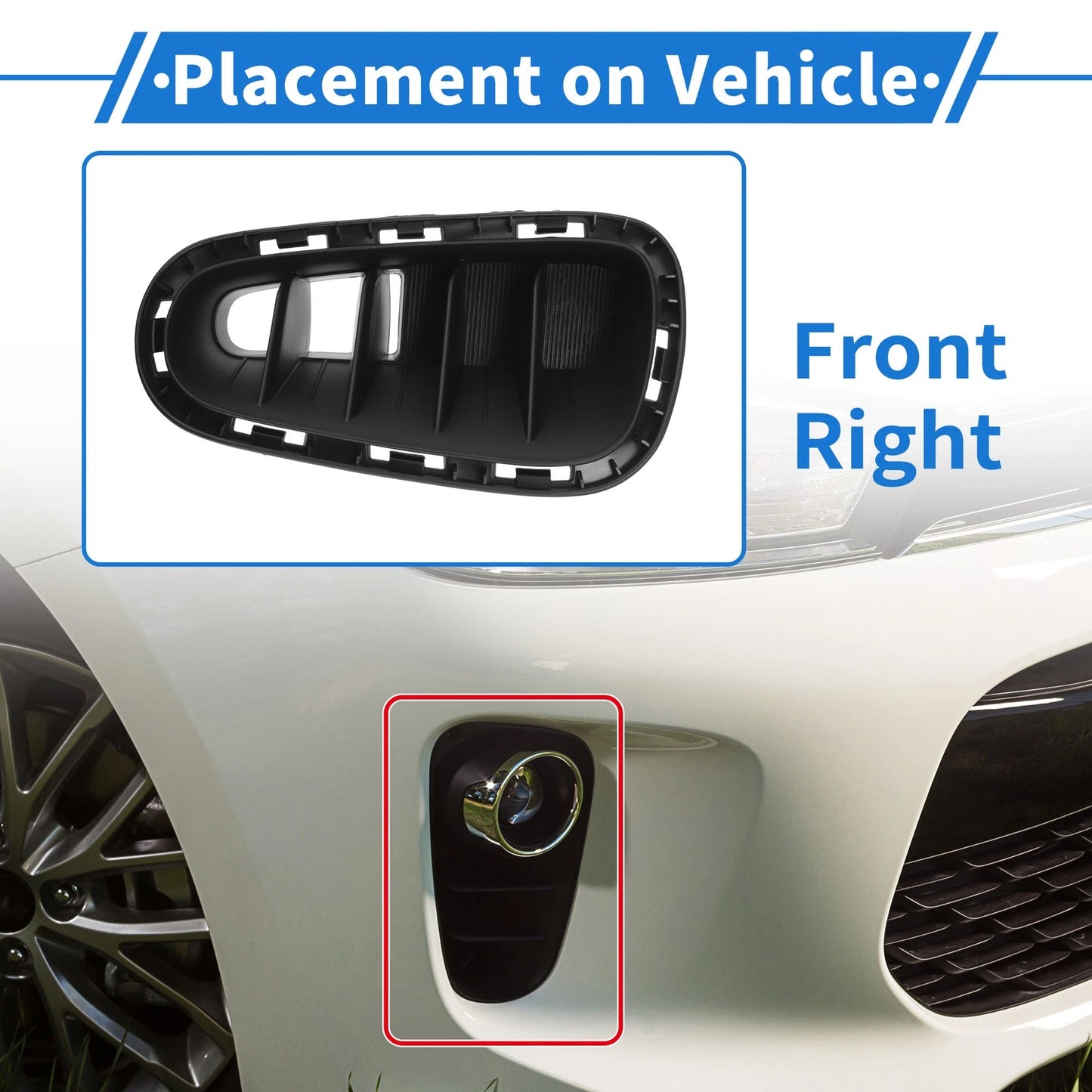Fog Light Grille for Kia Rio (2018–2020) No. 86524-H9000/86524H9000 Black ABS