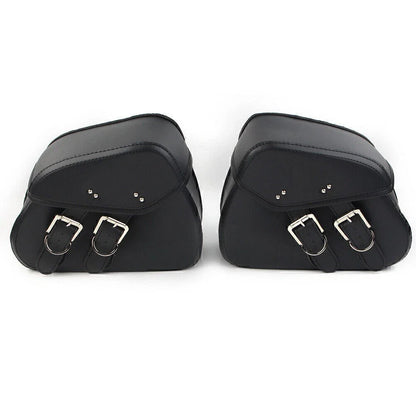 Black PU Leather Saddle Bags for Harley Sportster Dyna (2004-2023)