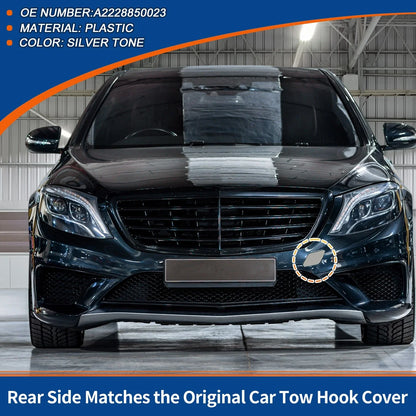 Front Car Bumper Tow Hook Cover for Mercedes S W222 (2014-2020) Silver Tone