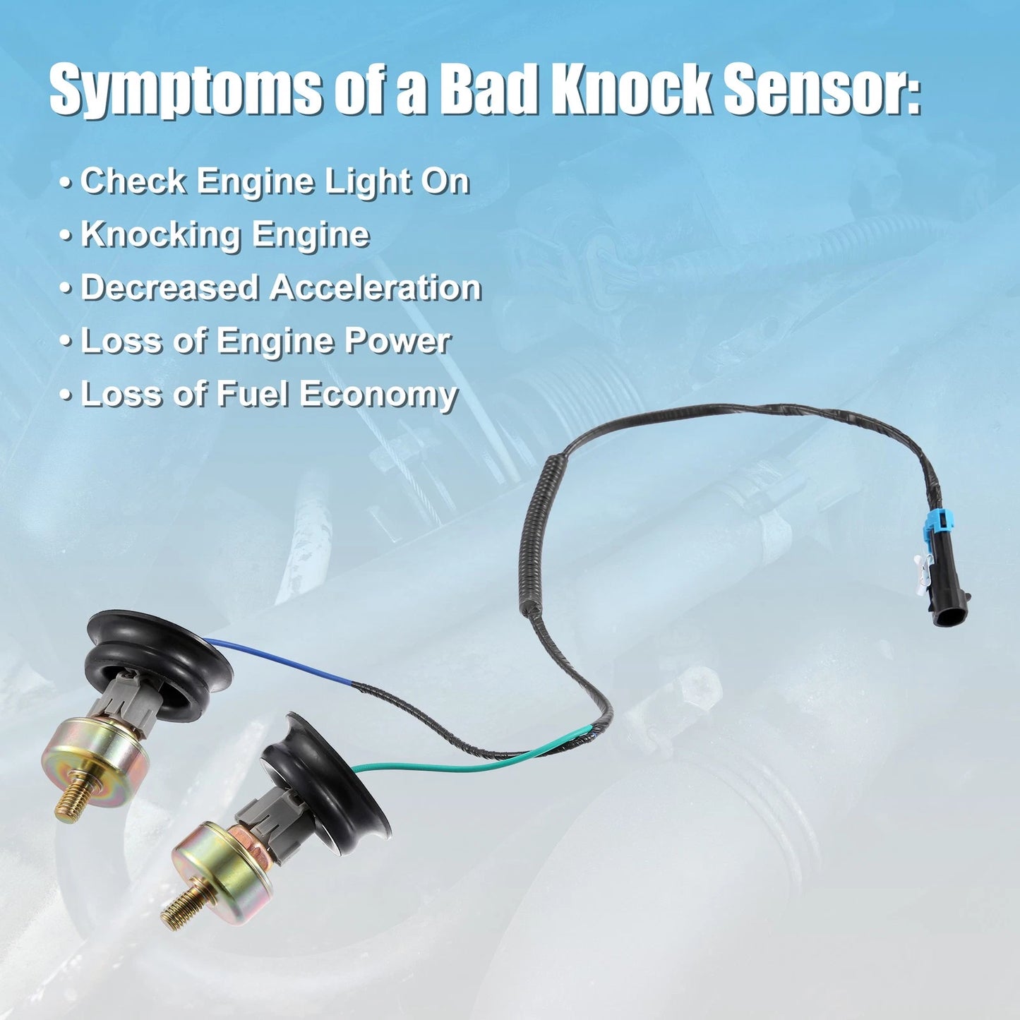 Dual Knock Sensor with Wiring Harness Kit for Chevy Silverado 1500, Tahoe