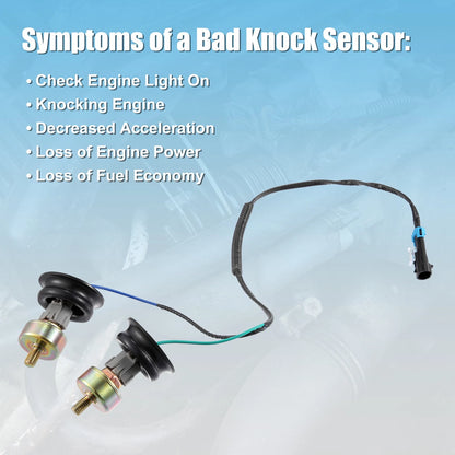 Dual Knock Sensor with Wiring Harness Kit for Chevy Silverado 1500, Tahoe