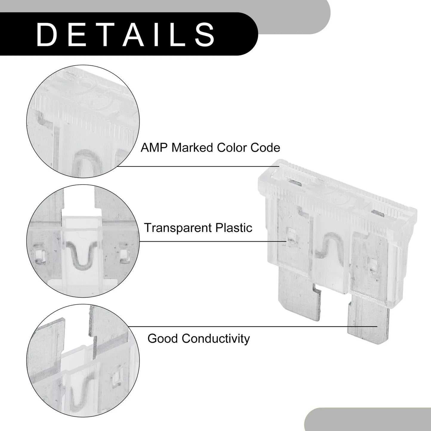 Set of 50 Standard 25A Blade Fuses for Car Boat Truck RV Motorcycle