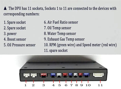 Dash Rally Race Gauge Sensor Set for Car with Bluetooth Digital LCD Display