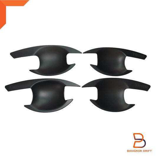 4PC Matte Black Door Handle Insert Cup Bowl for Mitsubishi Triton Ute (15-23)