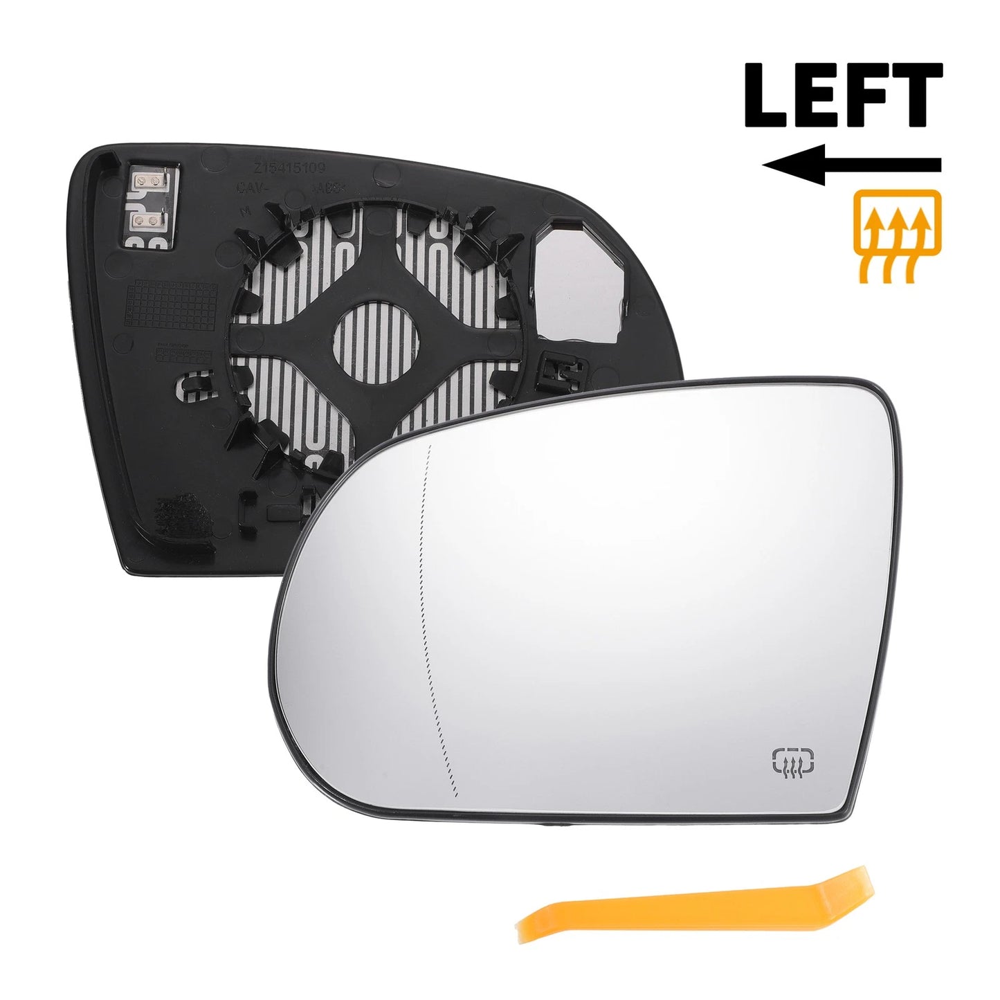Left Side Heated White Mirror Glass for Jeep Cherokee Compass (2011–2021)