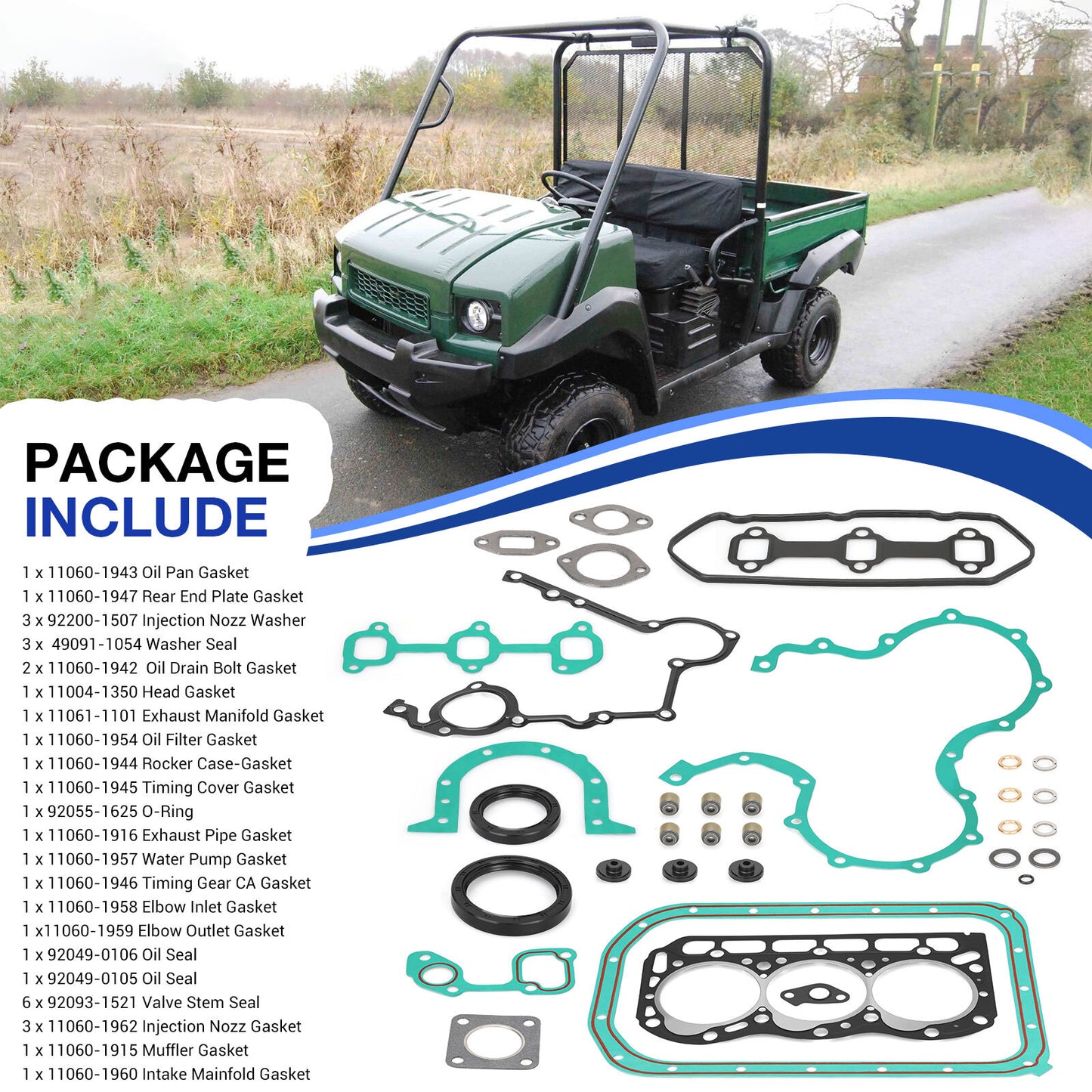 Engine Gasket Set for Kawasaki Mule KAF950 4x4 (2000–2013)