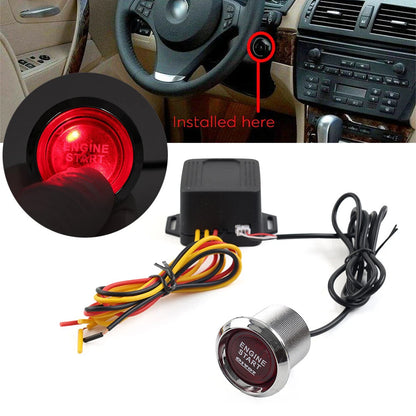 12V Red LED Push Button Ignition Starter Switch for Universal Fit (All Years)