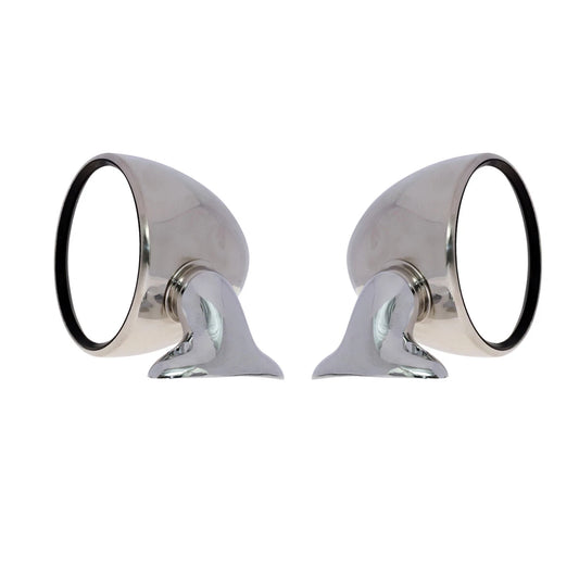 Chrome Steel Fender Door Mirror x2 for Ford Escort Fiesta Oldsmobile Toronado