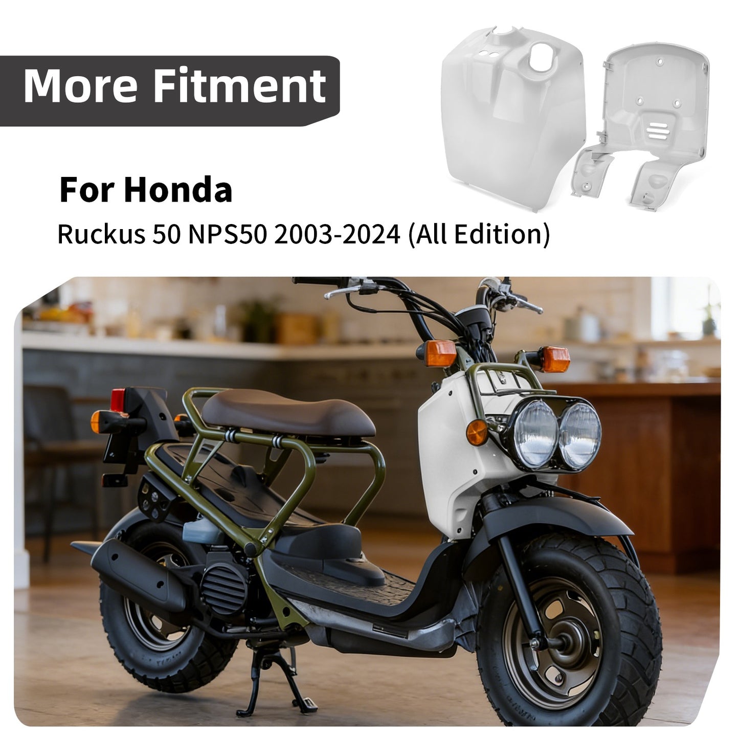Set of 2 White Front Cover Plates for Honda Ruckus 50 (2003–2024)