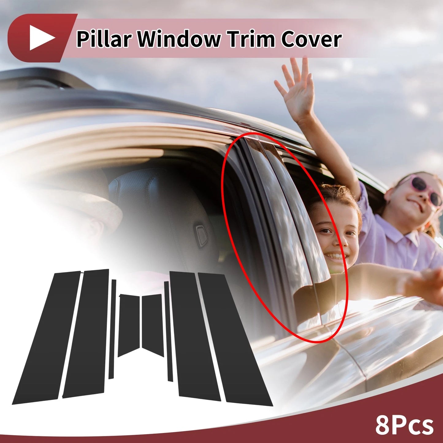 Door Pillar Window Trim for Chevrolet Onix (2020–2023) Black Left Right