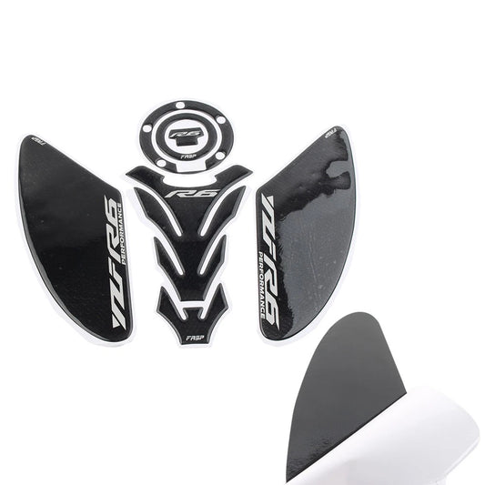 3D Carbon Fiber Tank Pad Traction Decal Set for Yamaha YZF-R6 (2006-2023)