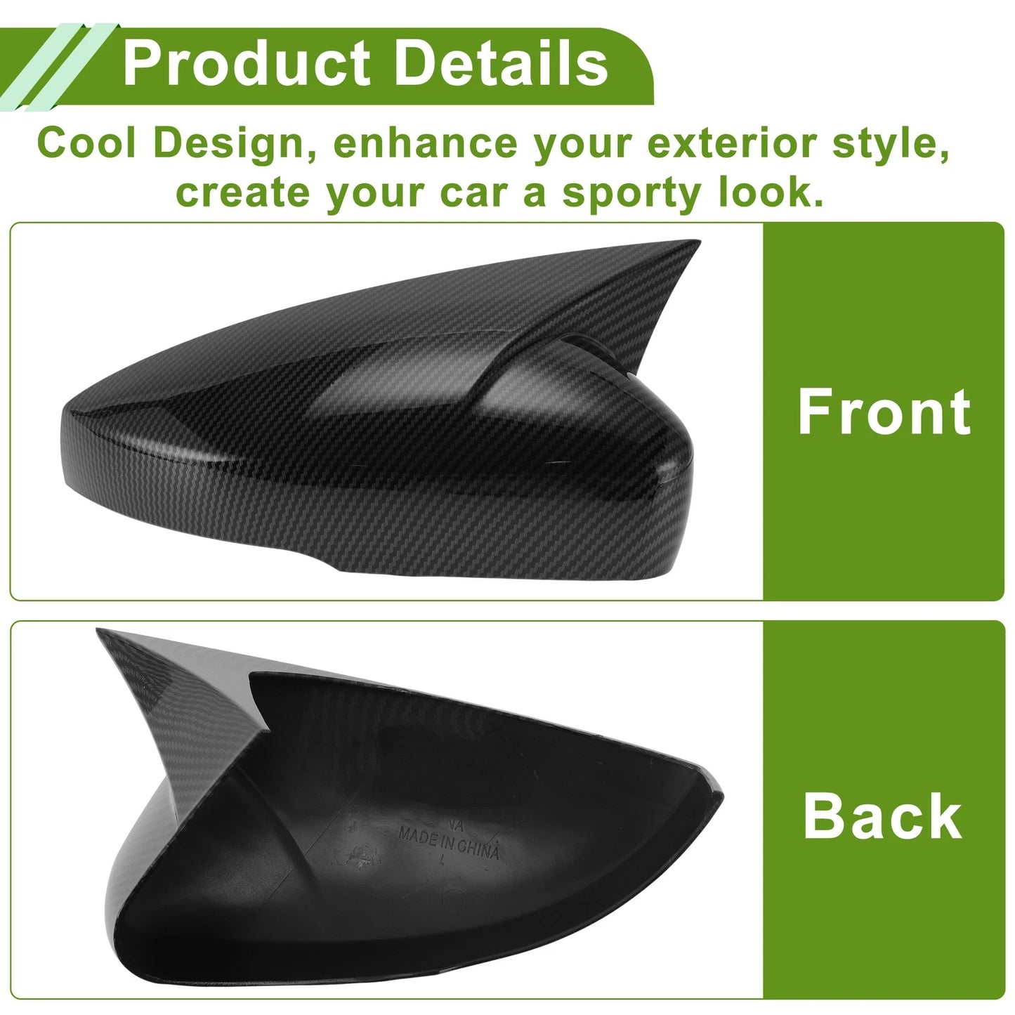 1 Pair Mirror Cover Cap for Volkswagen Polo Mk5 6R 6C V (2009–2017)