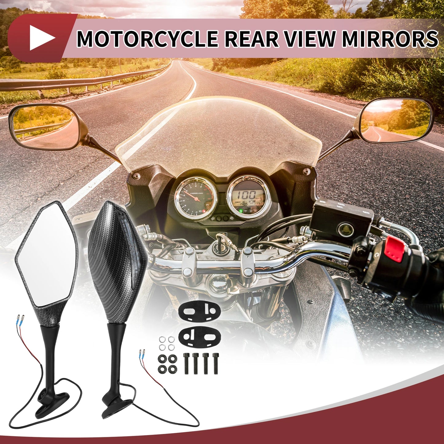 Set of 2 Rear View Mirrors for Honda CBR600RR (2003–2014) Aluminum